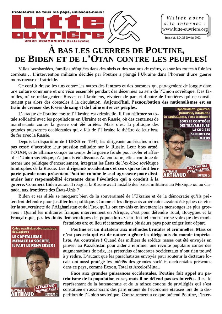 Tract du 28 février 2022