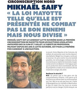 Illustration Interview de Mikhaël SAIFY dans le journal Mayotte Hebdo